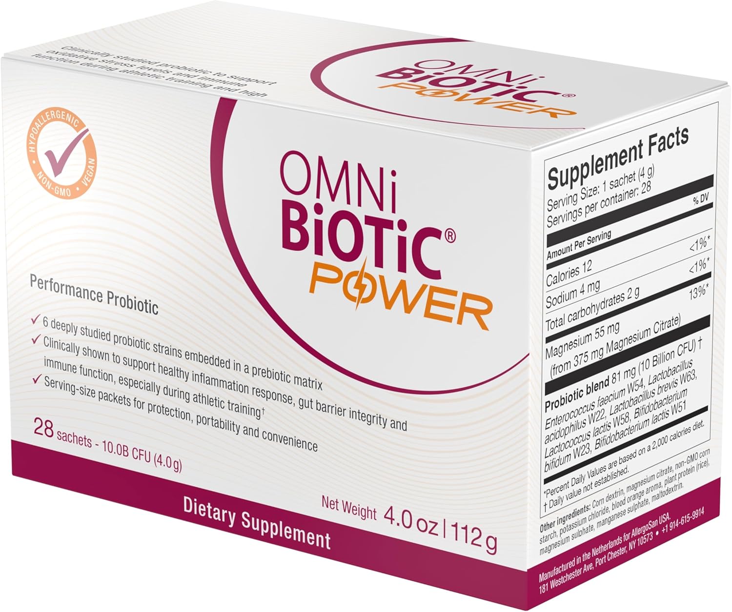High Performance Probiotic Powder with Magnesium Citrate for Gut Health, Muscle Recovery, Energy - Vegan, Non-GMO - 30 Servings