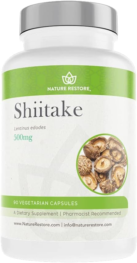 High Polysaccharide Concentration Shiitake Mushroom Extract Supplement - 90 Capsules, Non-GMO, Gluten Free by Nature Restore