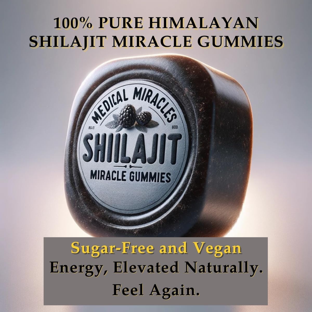 High Potency 1000mg Shilajit Gummies with Fulvic Acid - Vegan, Sugar-Free, Energy & Immunity Support - 60 Delicious Gummies