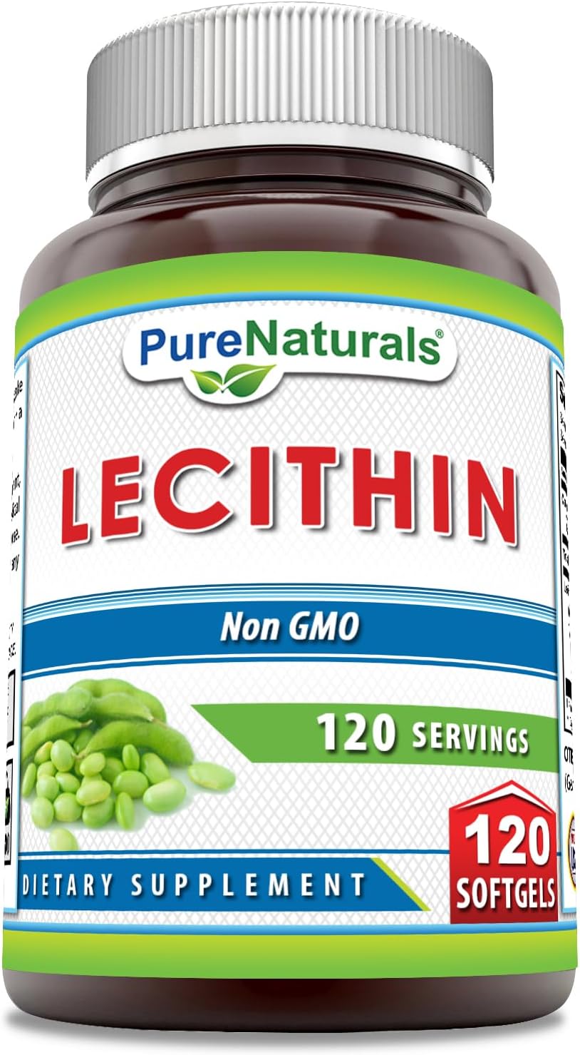 High Potency 1200 mg Lecithin Softgels Supplement | Pure Naturals | Non-GMO & Gluten Free | 120 Count