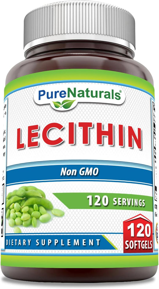 High Potency 1200 mg Lecithin Softgels Supplement | Pure Naturals | Non-GMO & Gluten Free | 120 Count