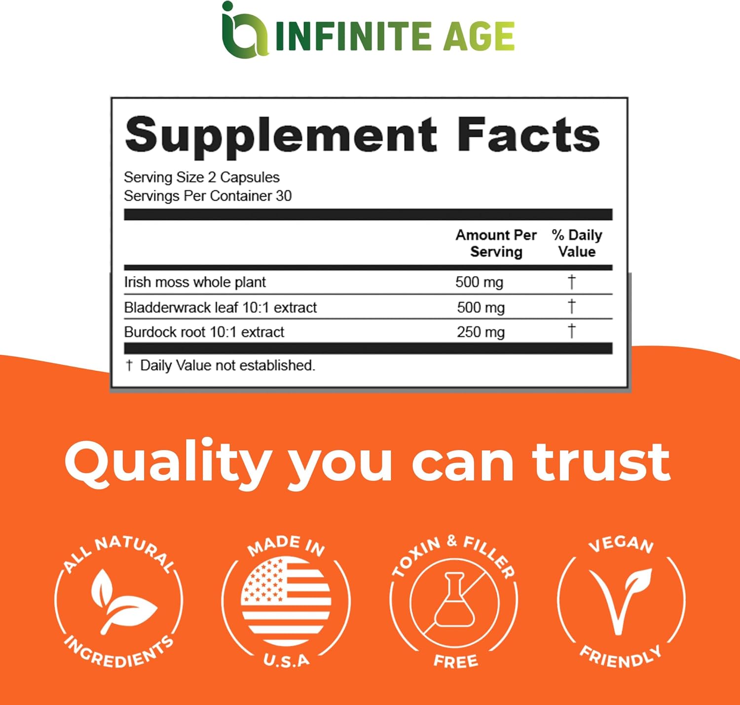 High-Potency 1250mg Sea Moss Capsules - Vegan Superfood Blend for Overall Health and Immunity Support - 60 Count Made in USA