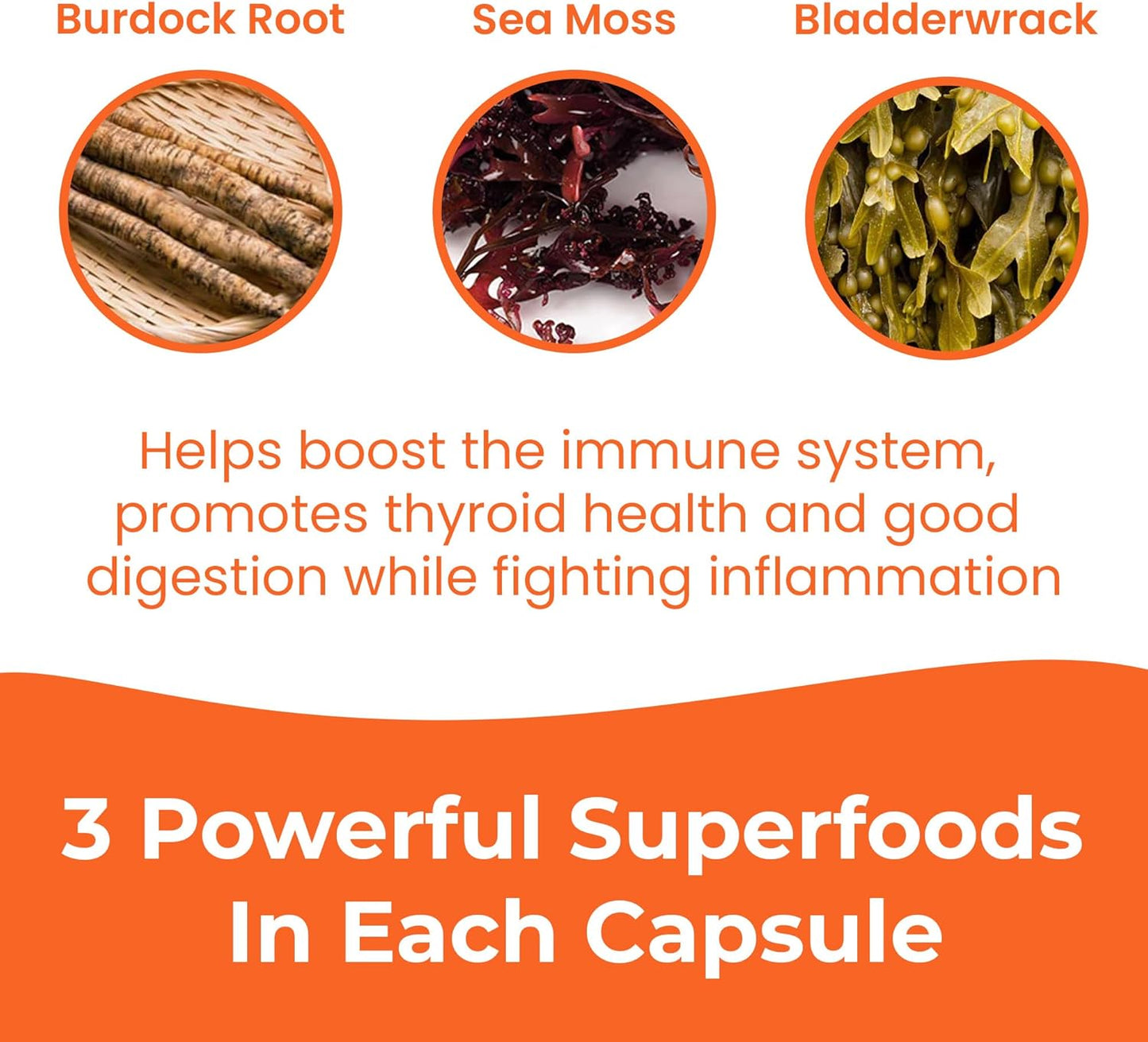 High-Potency 1250mg Sea Moss Capsules - Vegan Superfood Blend for Overall Health and Immunity Support - 60 Count Made in USA