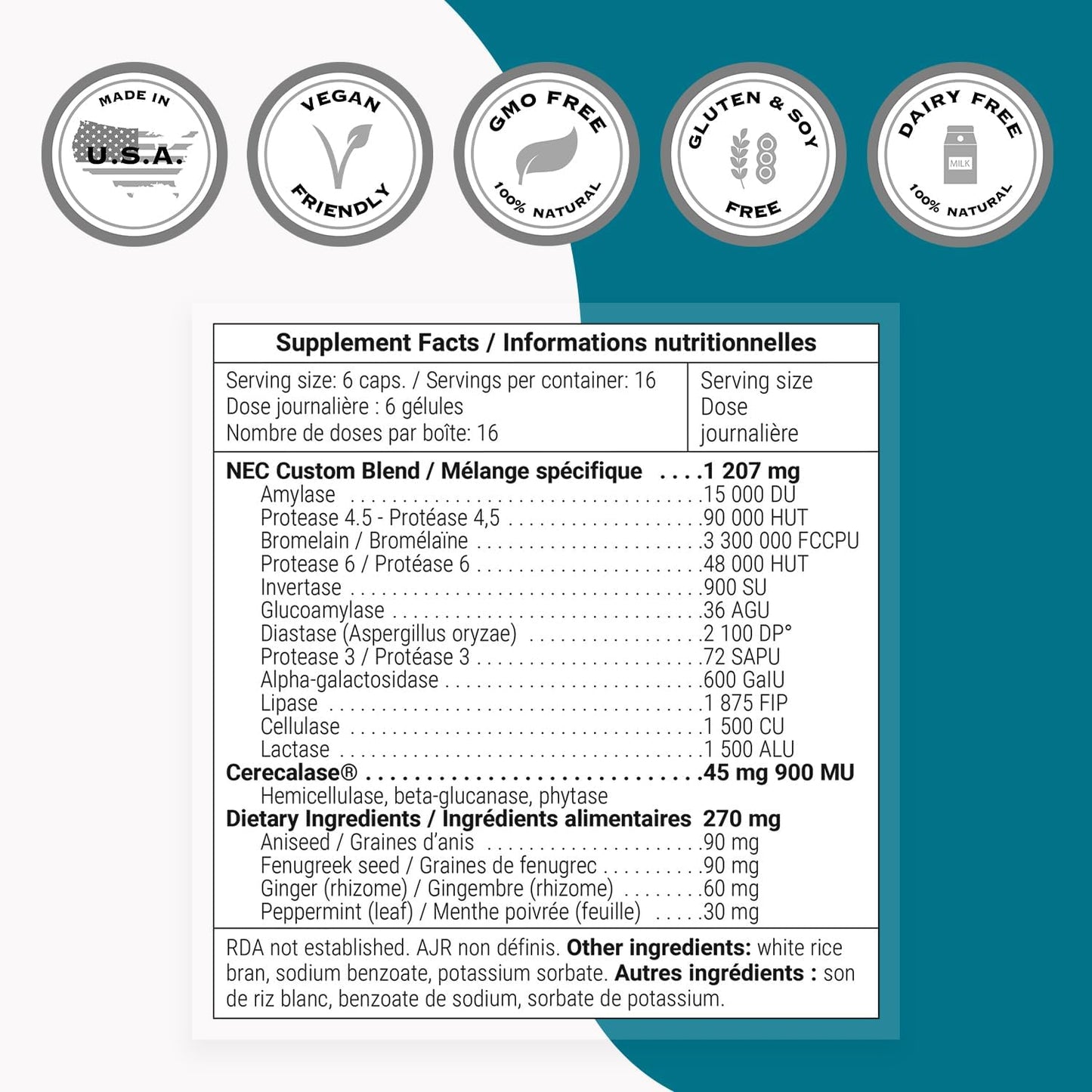 High Potency 15-in-1 Multi Enzymes Supplement for Digestion - Lipase, Bromelain, Amylase, Lactase, Protease, Invertase - Non-GMO & Gluten Free - 100 Delayed Release Capsules