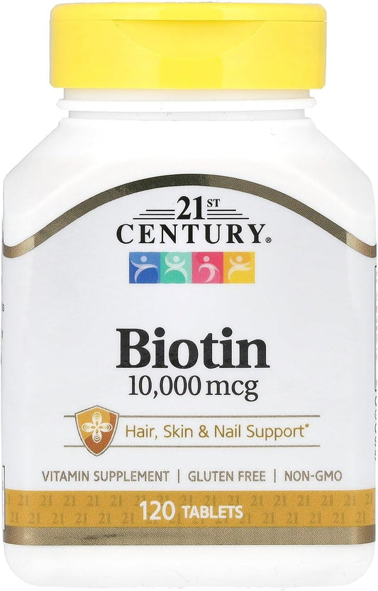 High Potency 21st Century Biotin Tablets - 10,000 mcg - 120 Count - Unflavored