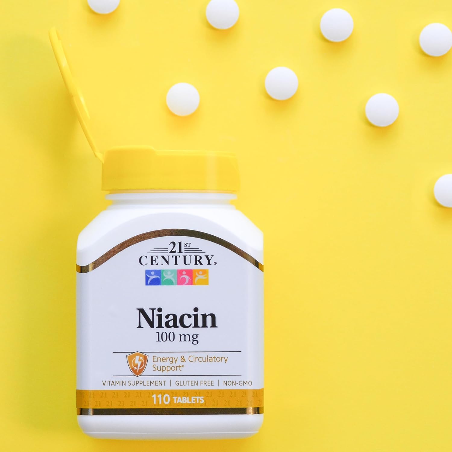 High Potency 21st Century Niacin Tablets - 100 mg, 110 Tablets for Cardiovascular Health & Energy Boost