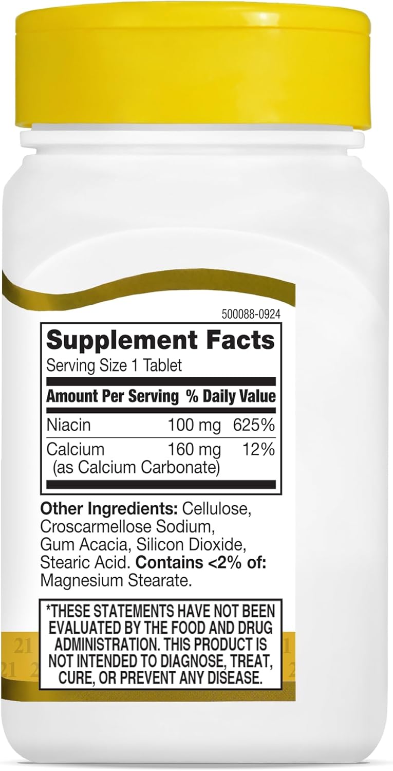 High Potency 21st Century Niacin Tablets - 100 mg, 110 Tablets for Cardiovascular Health & Energy Boost