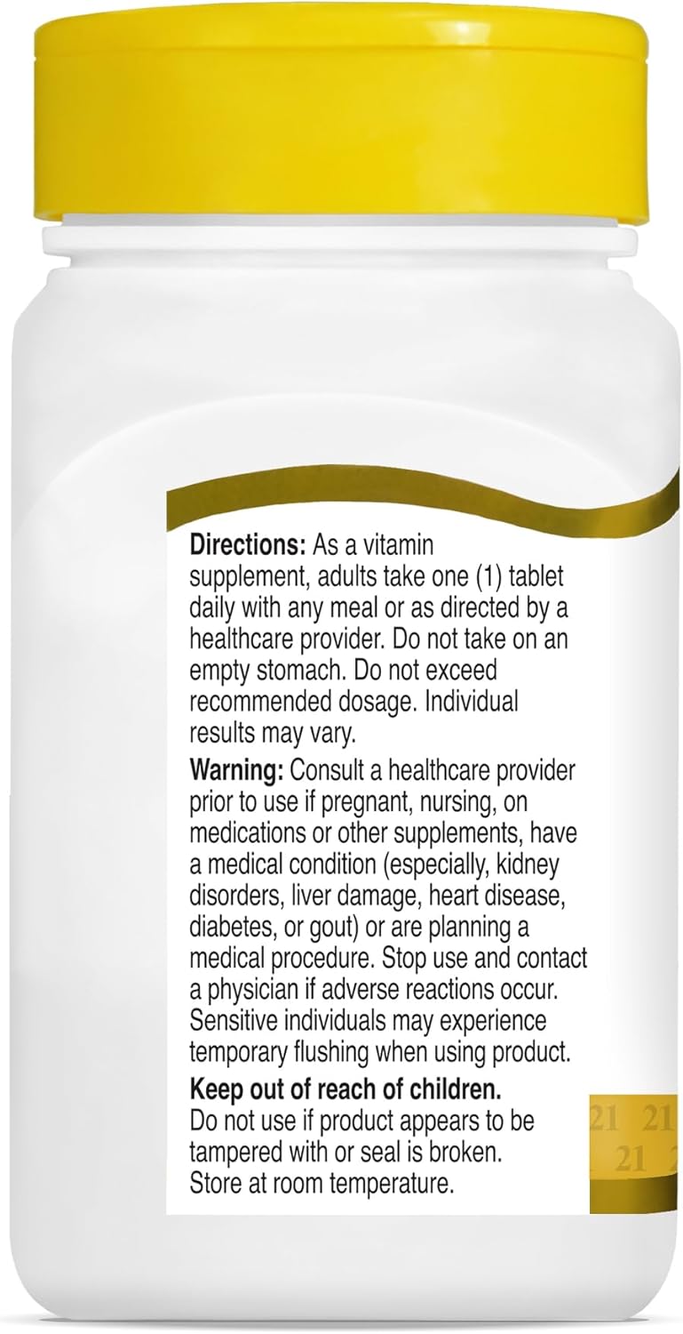 High Potency 21st Century Niacin Tablets - 100 mg, 110 Tablets for Cardiovascular Health & Energy Boost