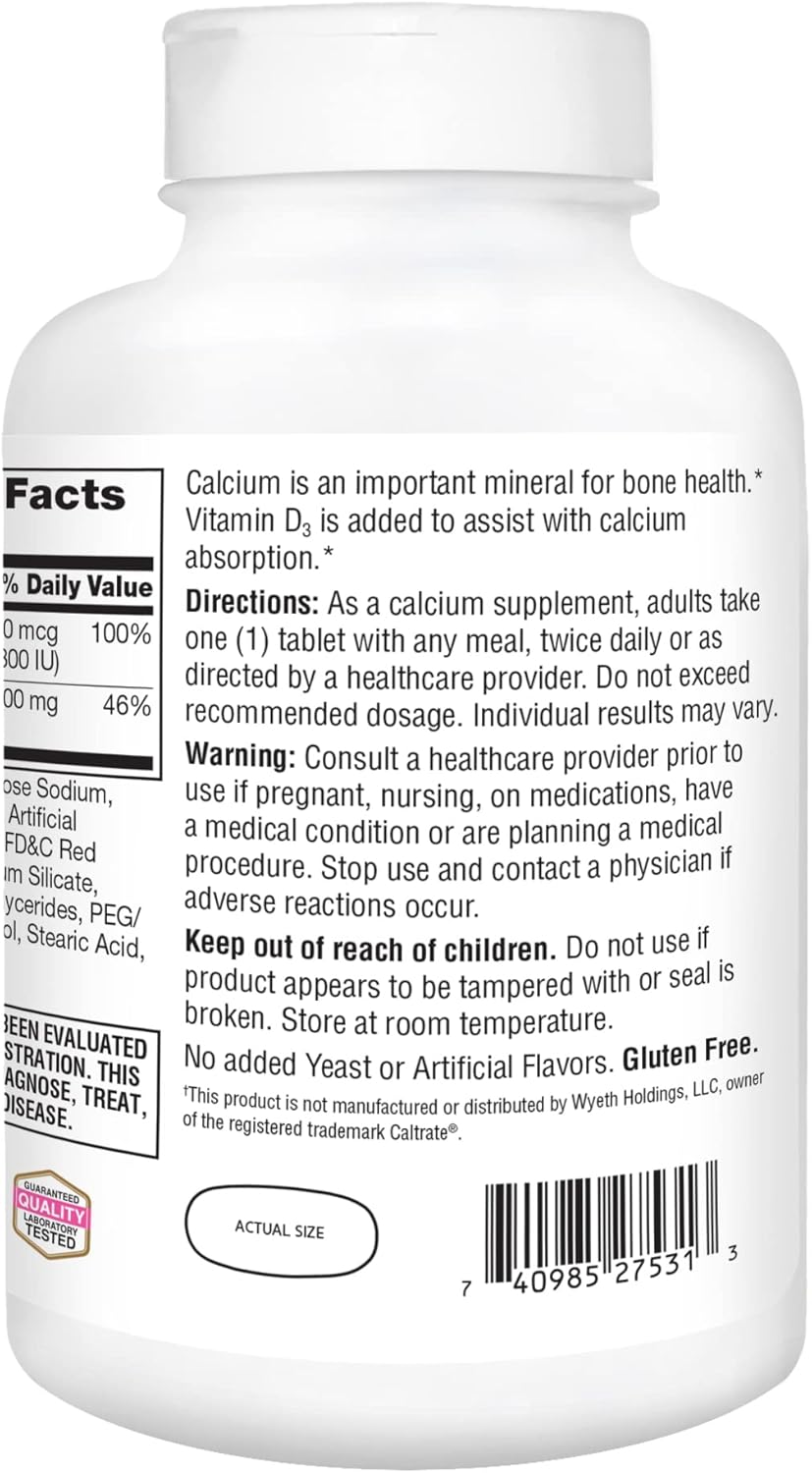 High Potency 21st Century Vitamin D and Calcium Supplement Tablets - 600 mg, 400 Count