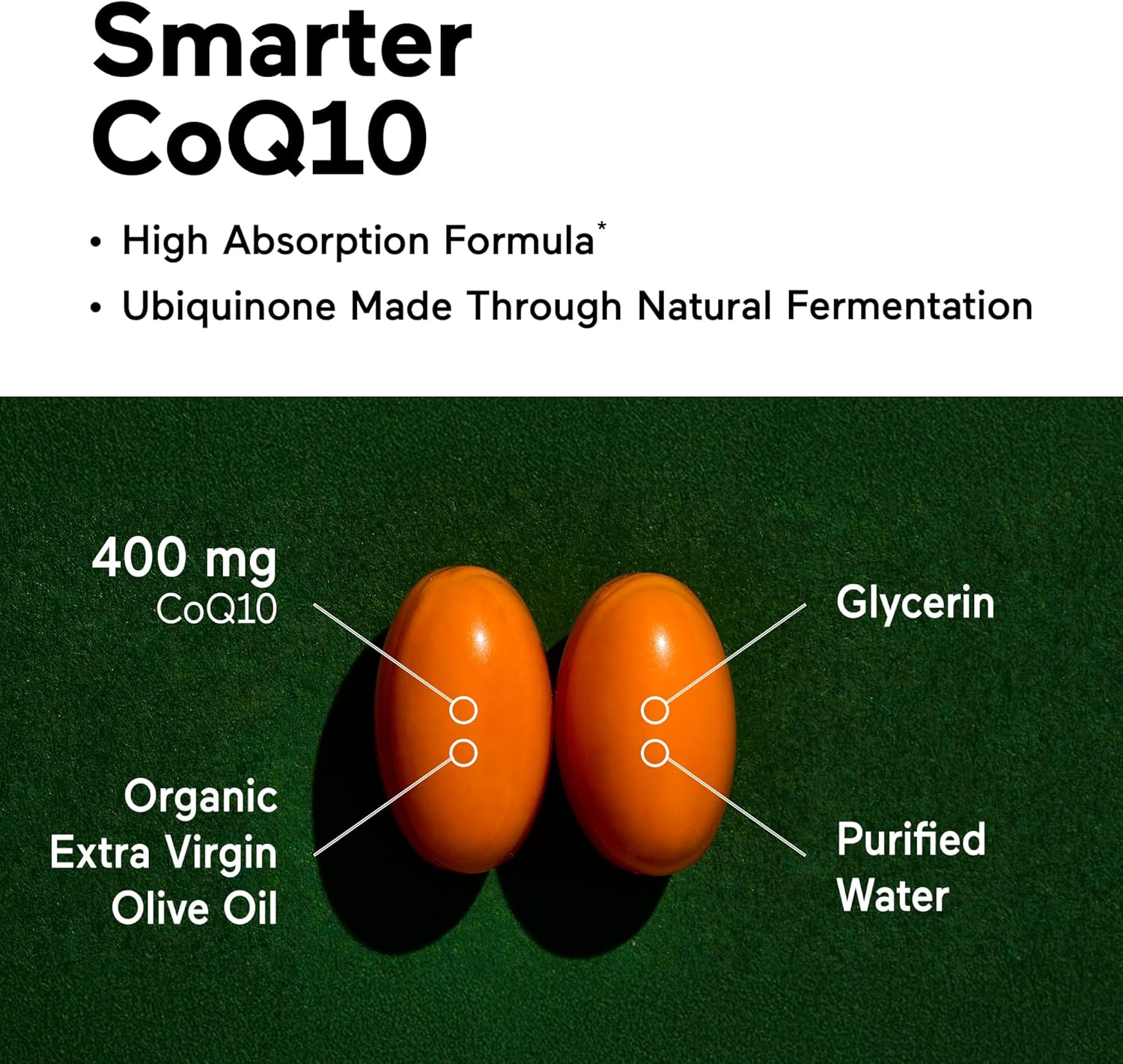 High Potency 400mg CoQ10 Supplement with Enhanced Absorption for Heart Health and Energy Production - 180 Count (90-Day Supply) - Non-GMO and Gluten Free