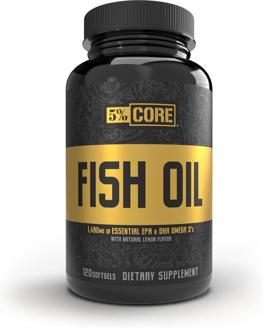 High Potency 5% Nutrition Core Fish Oil Supplement | 2,500 mg EPA DHA Omega 3 Fatty Acids | Burpless for Recovery, Joints, Heart | 60 Servings