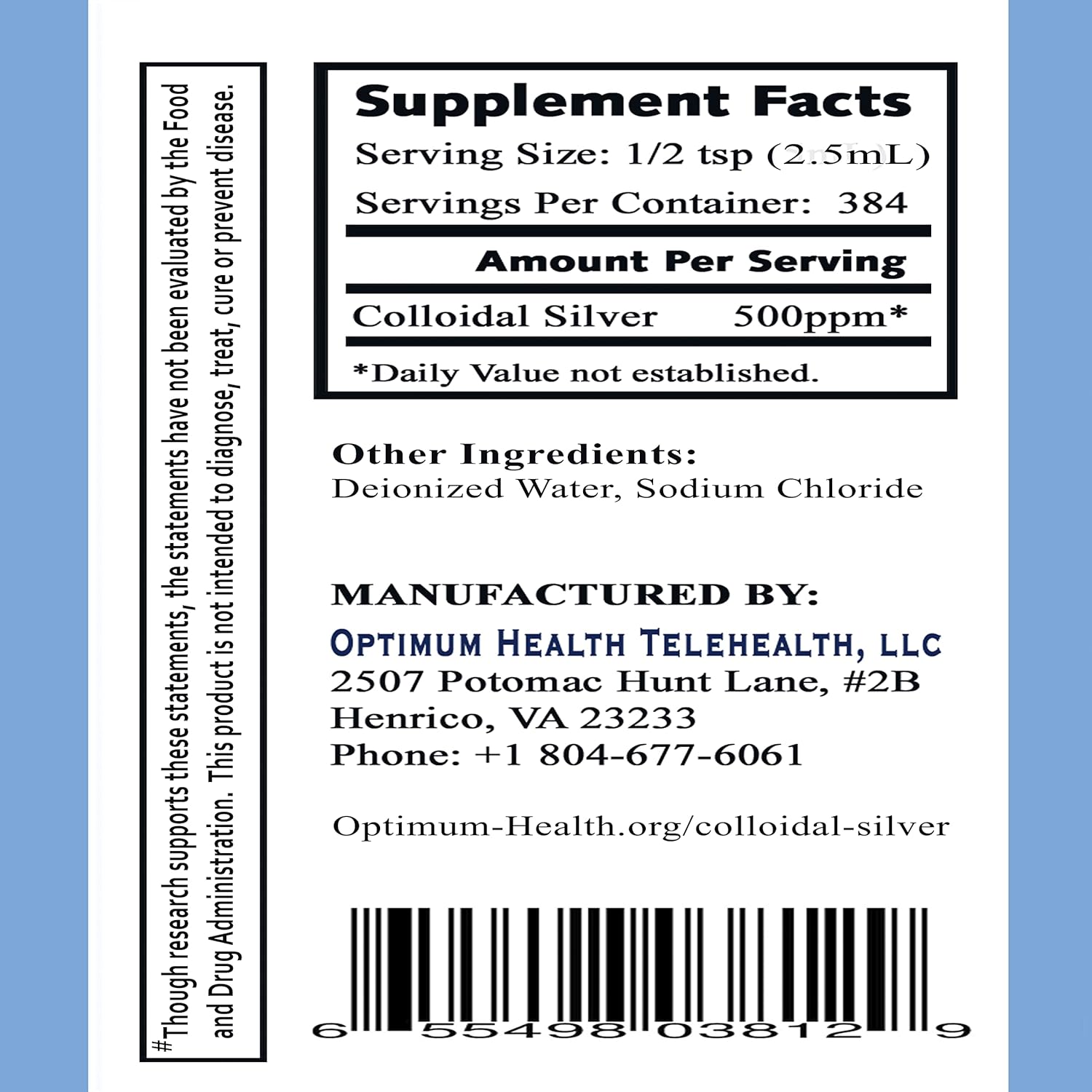 High Potency 500 PPM Colloidal Silver - 32 oz Bottle | Boost Immunity & Stem Cells | Fast Healing | Tasteless Formula