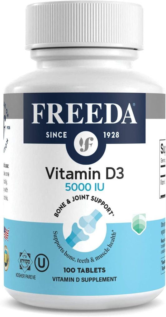High Potency 5000 IU Vitamin D3 Tablets for Bone and Muscle Health - Kosher Supplement for Men and Women - Supports Calcium Absorption and Immune System - 100 Count