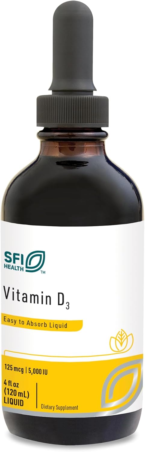 High Potency 5000IU Vitamin D3 Liquid Drops with MCT Oil for Immune, Bone, and Heart Health - 120ml Bottle