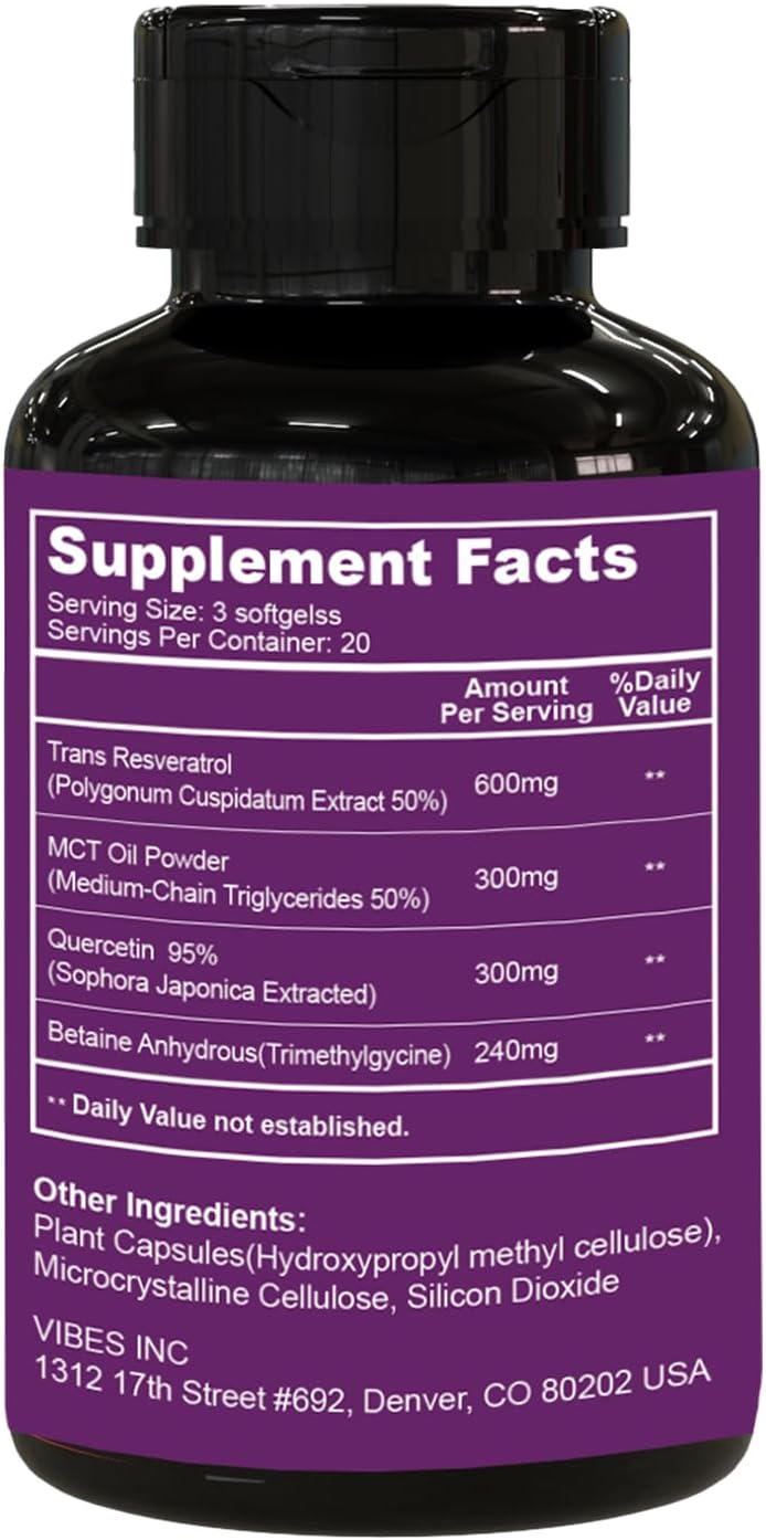 High Potency 600mg Resveratrol Capsules - Anti-Aging Antioxidant Supplement for Health Support - 120 Count