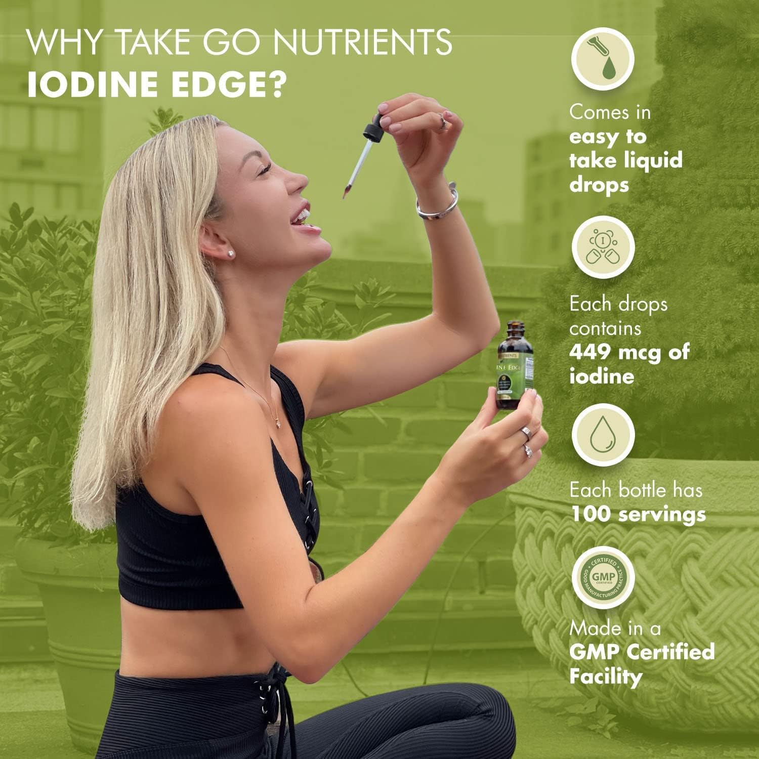 High Potency Adrenal Edge & Nascent Iodine Liquid Drops Supplement - Non-GMO Gluten-Free Energy & Fatigue Support with Cortisol Manager