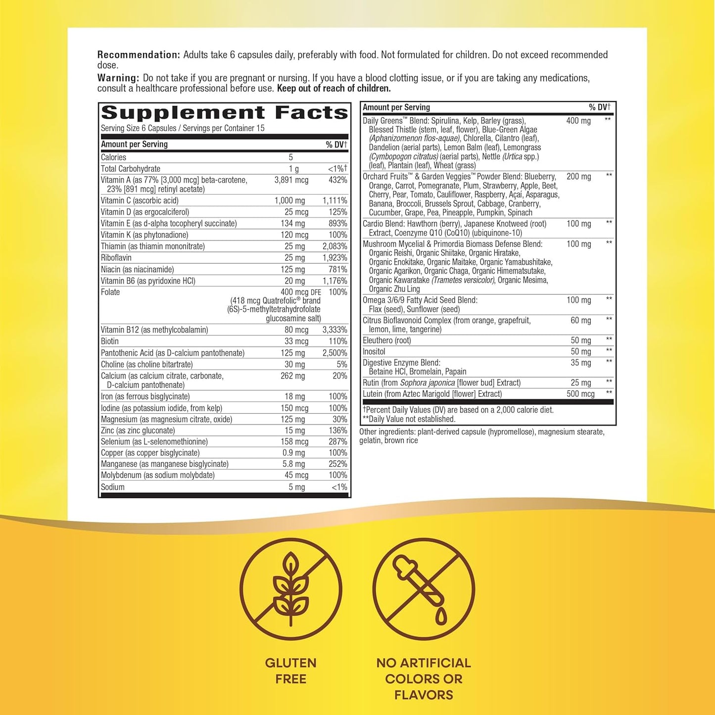 High-Potency Adult Multivitamin with Iron & B-Vitamins for Energy, 90 Capsules