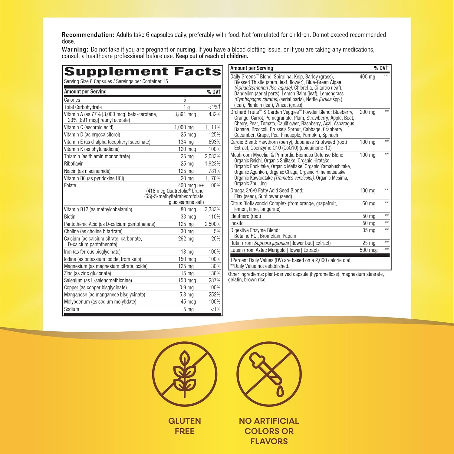 High-Potency Adult Multivitamin with Iron & B-Vitamins for Energy, 90 Capsules