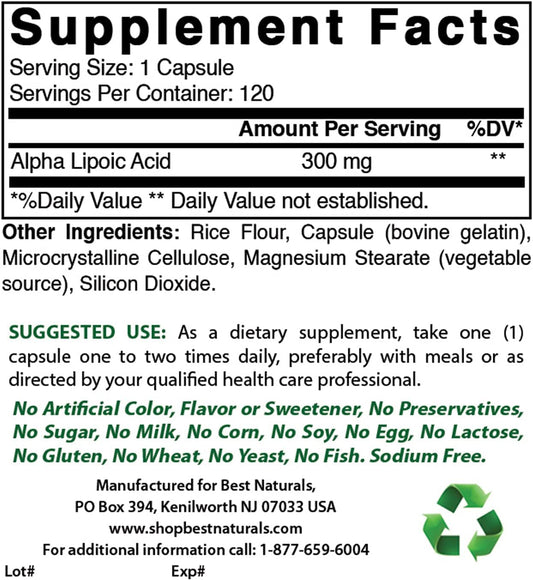 High Potency Alpha Lipoic Acid 300 mg & COQ10 100 mg Supplement for Optimal Health