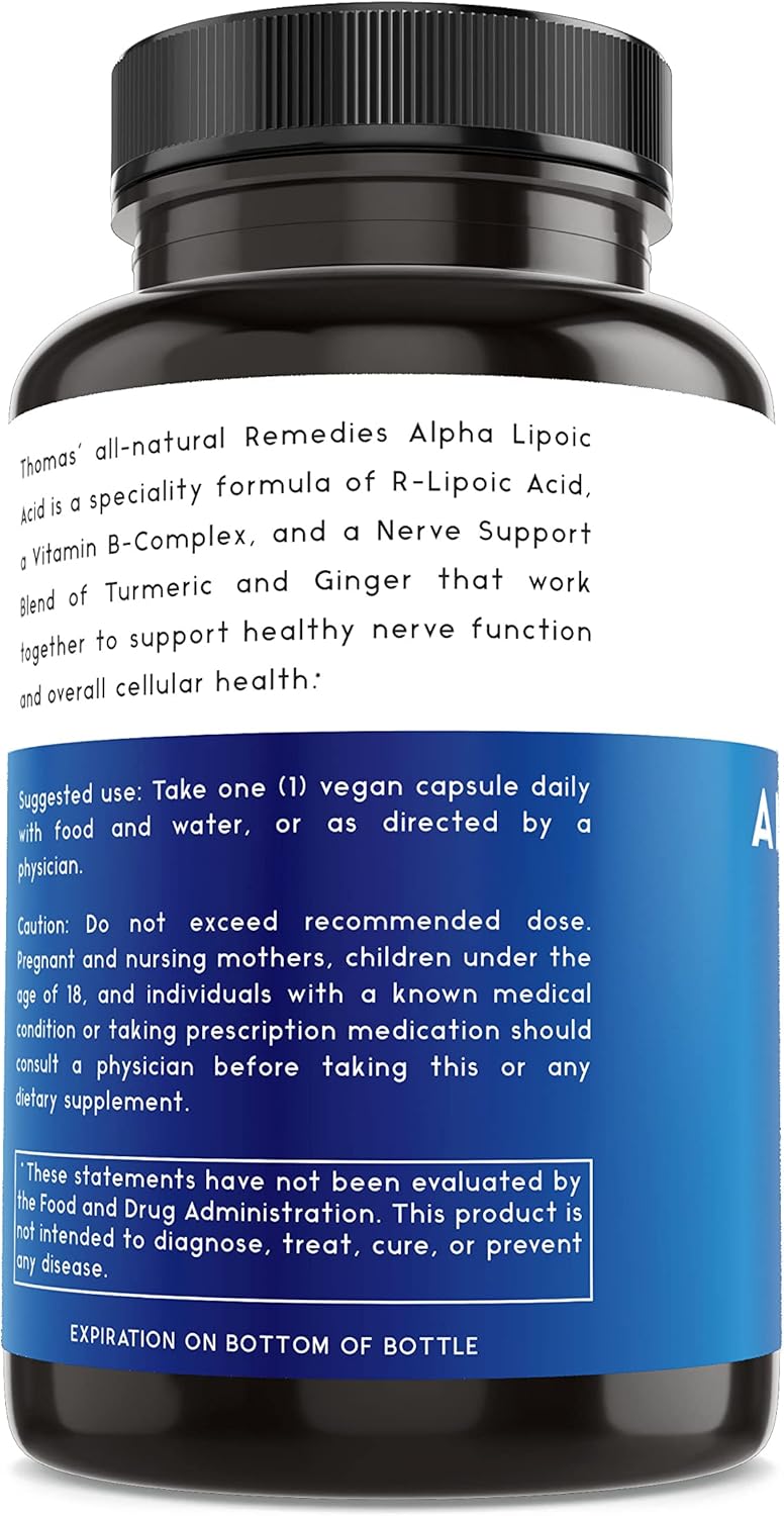 High Potency Alpha Lipoic Acid 600mg Capsules with B-Vitamins - Vegan and All-Natural - 120 Count
