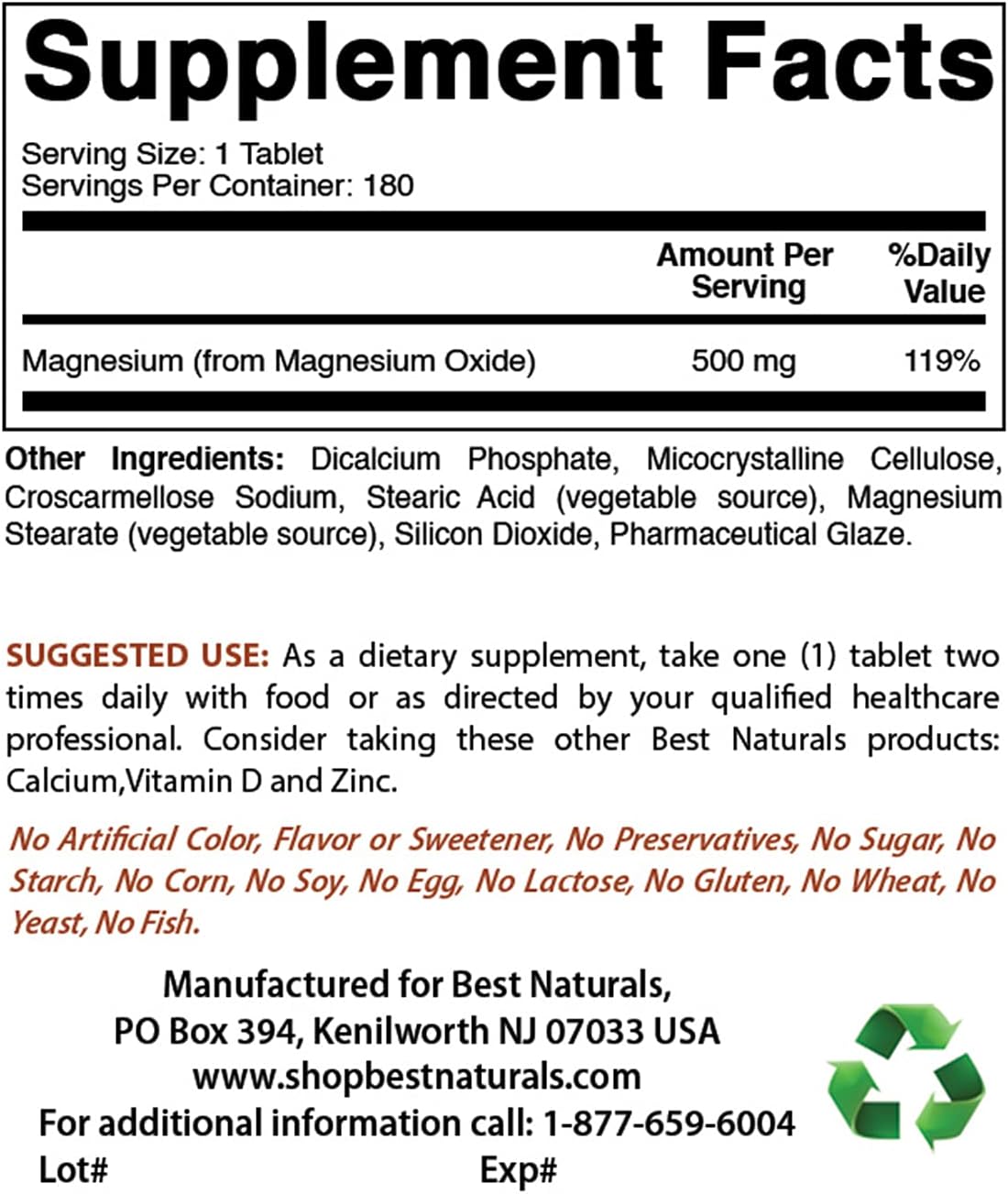 High Potency Artichoke Extract and Magnesium Oxide Supplement - 10000 mg & 500 mg - Natural Digestive Support