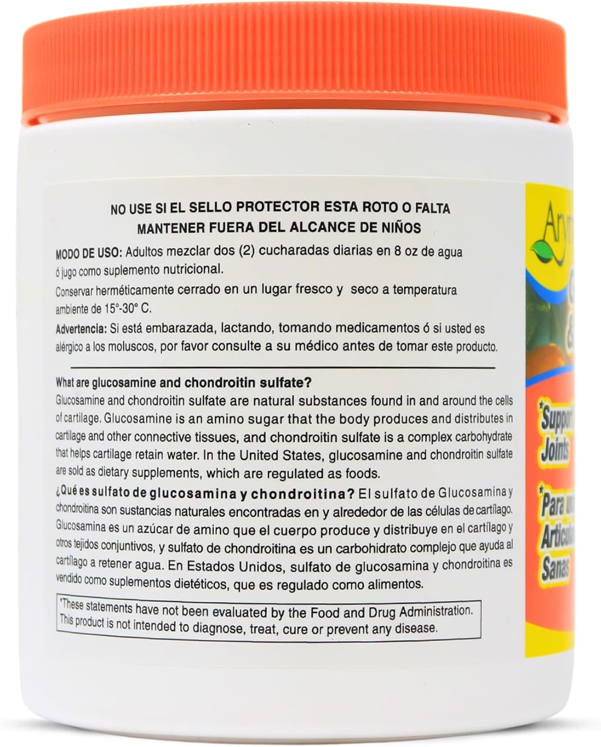 High Potency Arymar Glucosamine & Chondroitin with Collagen for Joint Health - Orange Flavor, 1500mg-1200mg