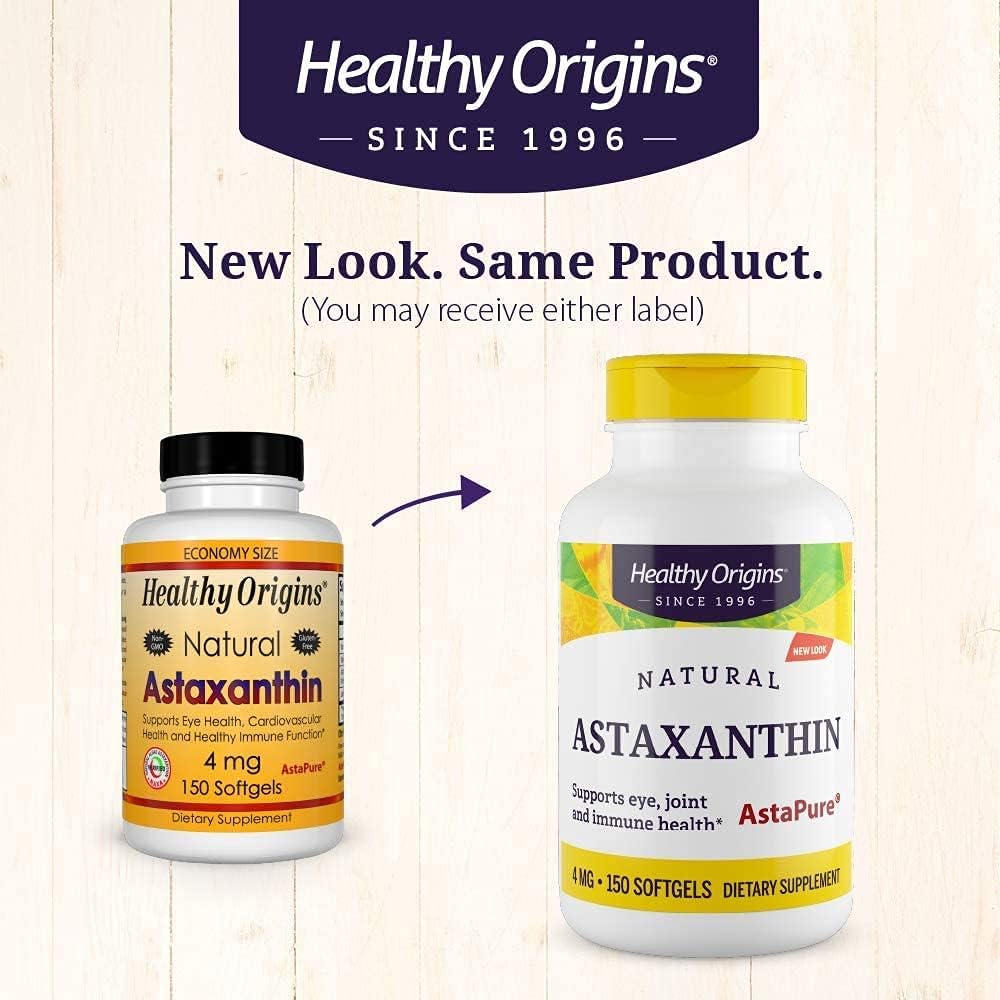High Potency Astaxanthin Gels - 4 MG, 150 Softgels - Antioxidant Supplement by Healthy Origins
