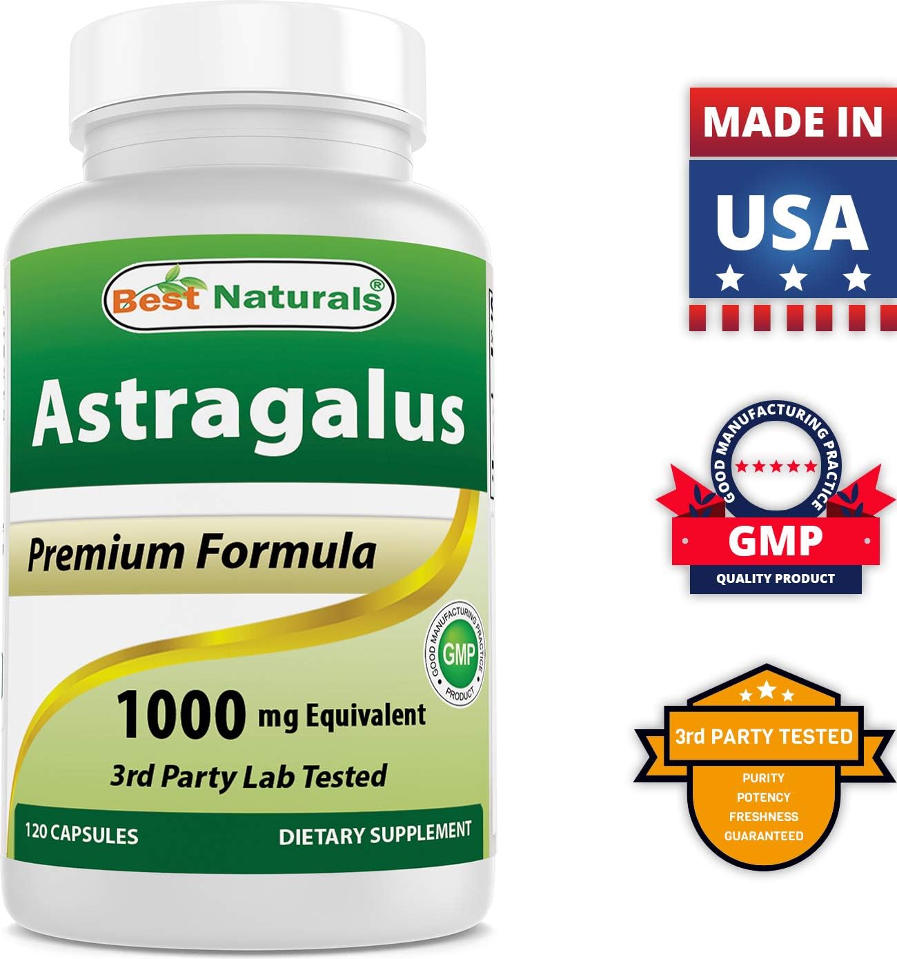 High Potency Astragalus 1000mg with Magnesium Glycinate 425mg - Natural Immune Support Supplement