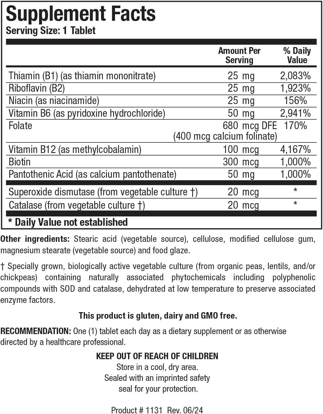 High Potency B-Complex Supplement with Folate, B2, B6, and B12 for Energy & Cardiovascular Health - 90 Tablets by Biotics Research