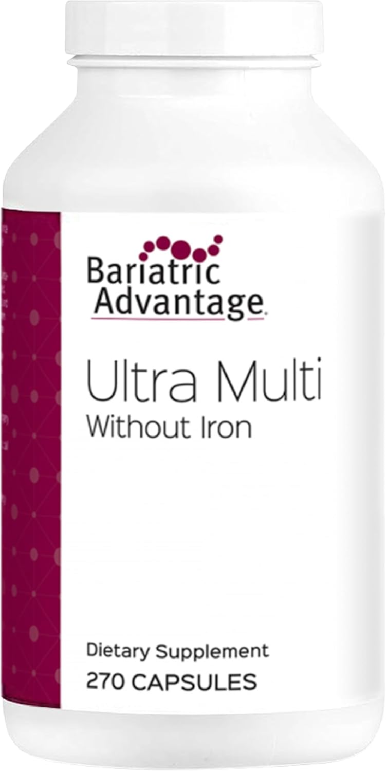 High Potency Bariatric Advantage Ultra Multi Multivitamin Capsules Without Iron - Specifically Designed for Bariatric Surgery Patients - Includes Calcium, Vitamin C, and More - 270 Capsules