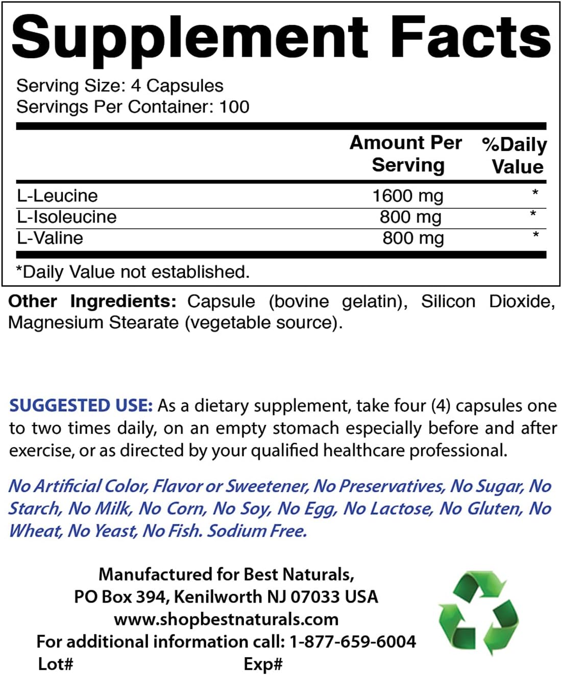 High Potency BCAA Supplement with Zinc Citrate for Muscle Recovery and Immune Support