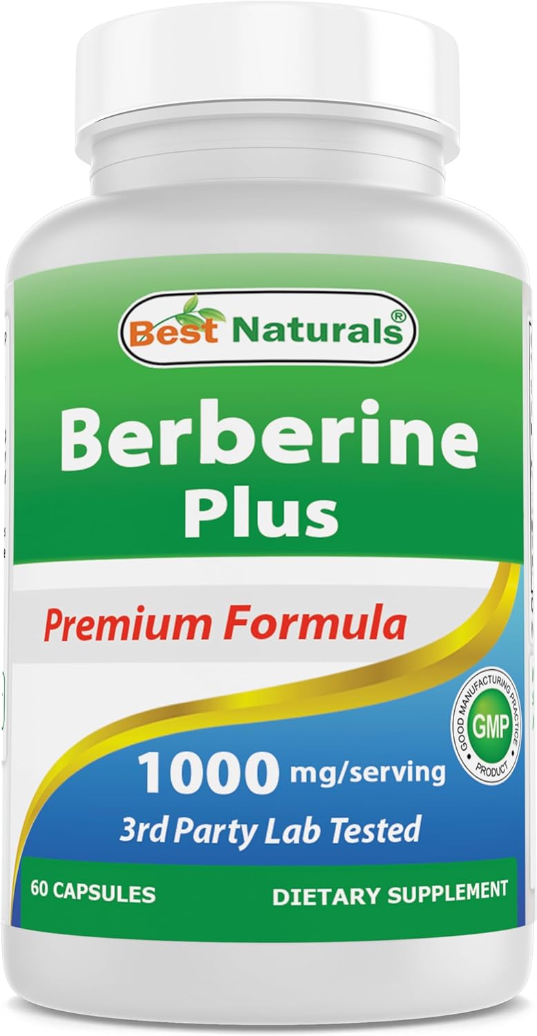 High Potency Berberine Plus with Vitamin C and Zinc - 1000mg per Serving, Non-GMO, 60 Capsules