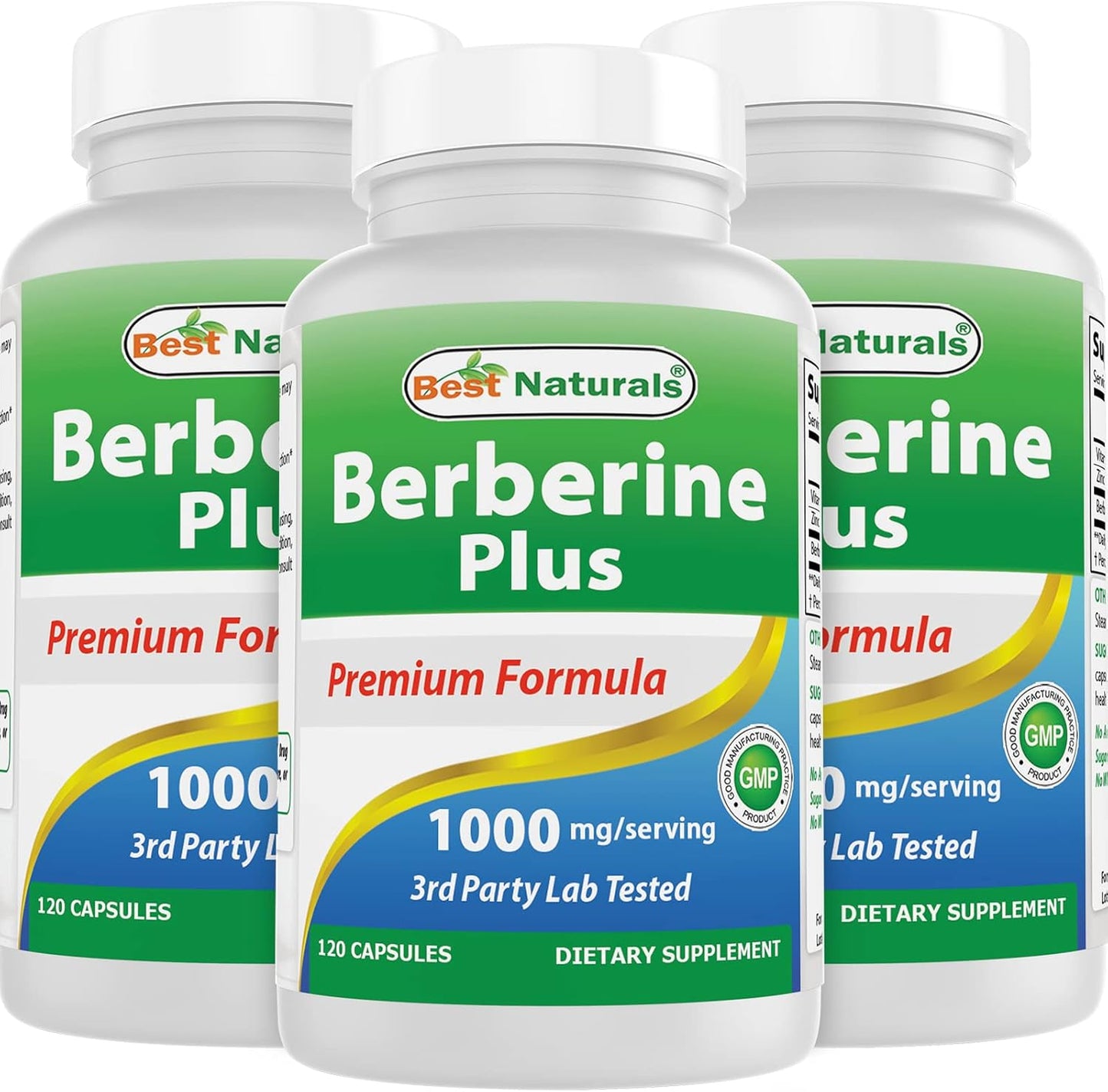 High Potency Berberine Supplement - 1000mg per Serving - 360 Capsules (3 Pack) - Best Naturals
