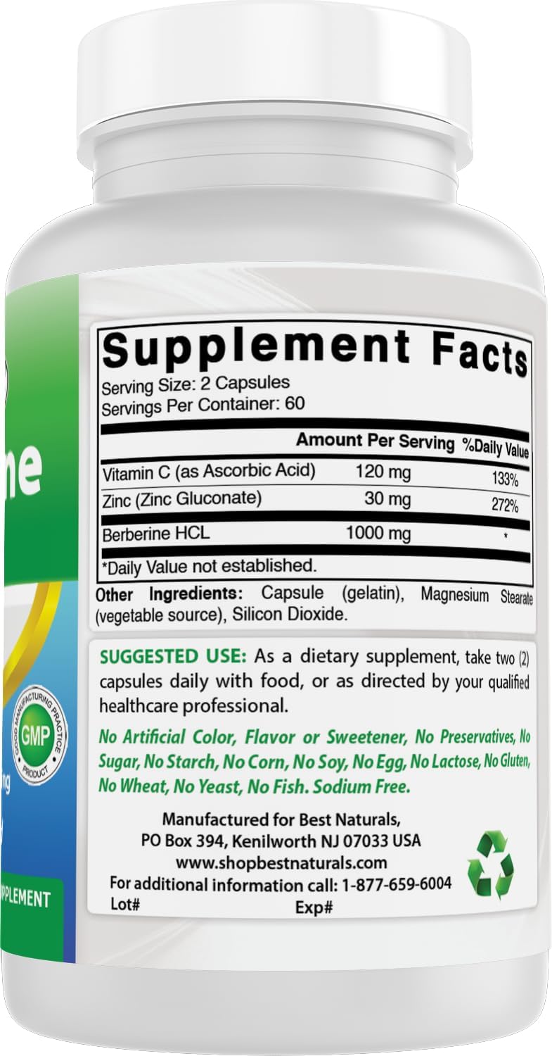 High Potency Berberine Supplement - 1000mg per Serving - 360 Capsules (3 Pack) - Best Naturals