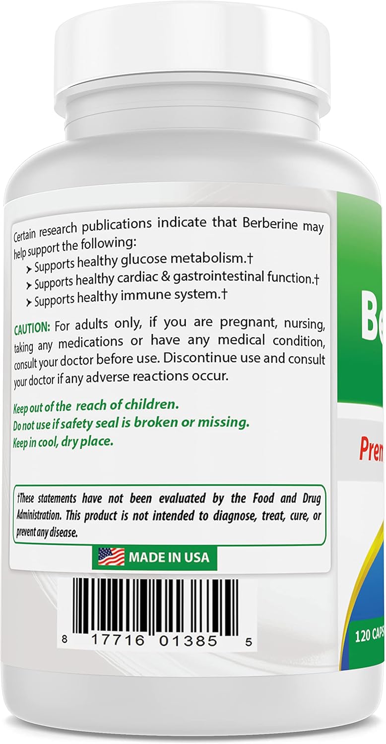 High Potency Berberine Supplement - 1000mg per Serving - 360 Capsules (3 Pack) - Best Naturals