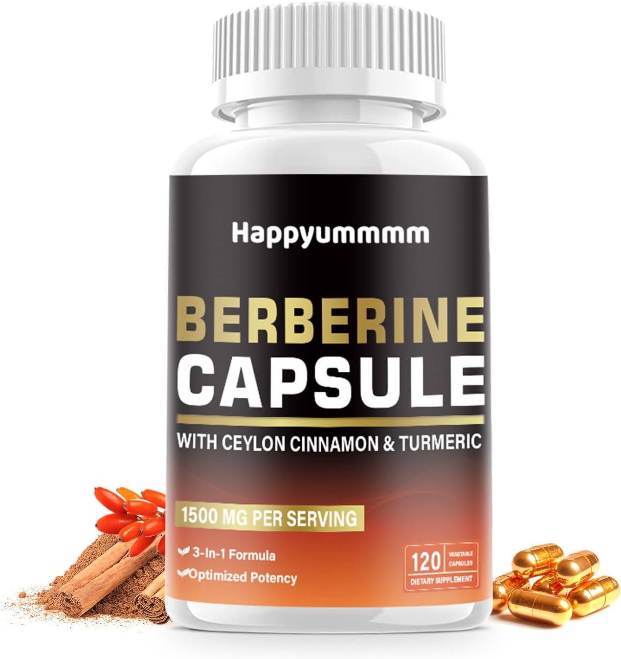 High Potency Berberine Supplement - 1500mg Berberine Per Serving, 120 Capsules for Improved Health
