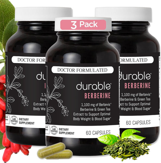 High Potency Berberine Supplement for Weight and Metabolism - 1,100mg Berbevis Berberine with Advanced Absorption Technology - 90 Day Supply - Made in USA
