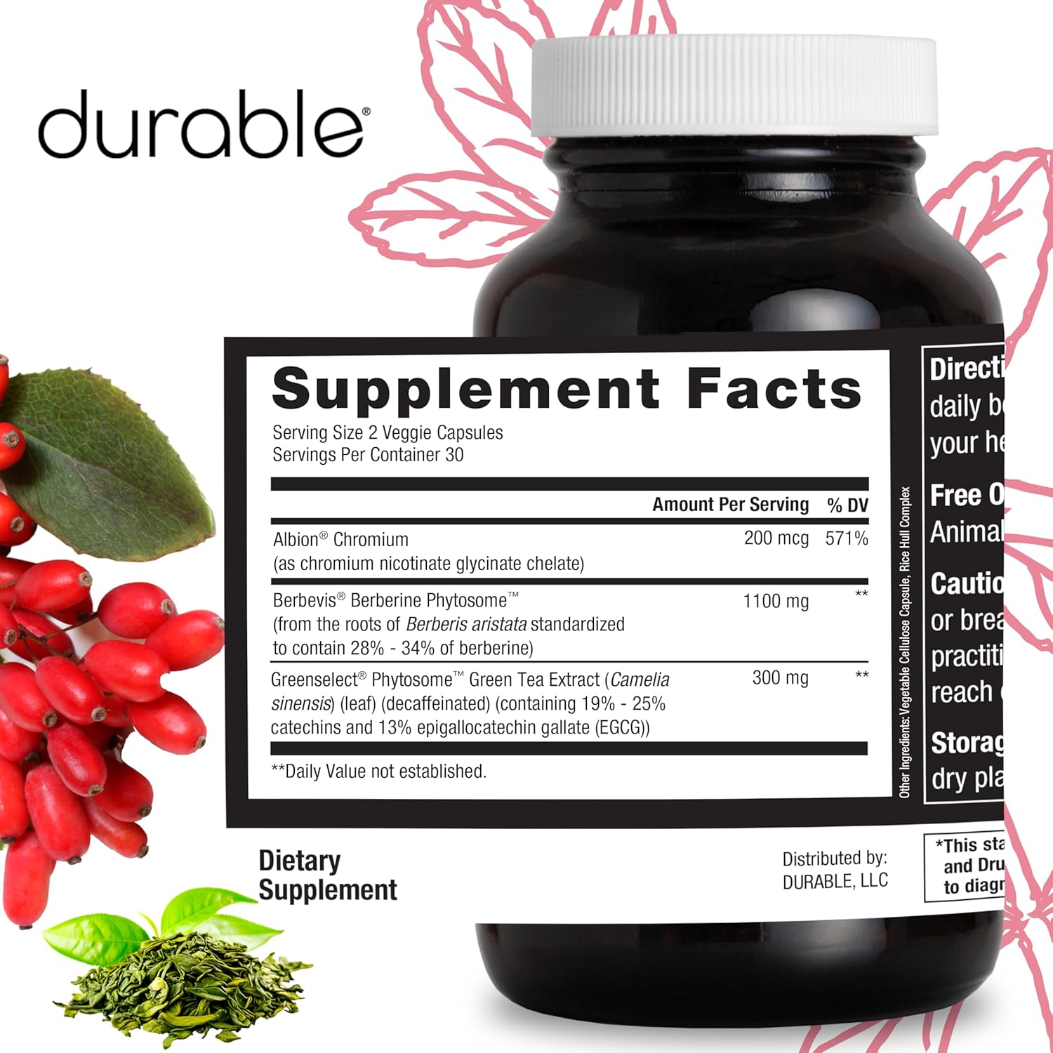 High Potency Berberine Supplement for Weight and Metabolism - 1,100mg Berbevis Berberine with Advanced Absorption Technology - 90 Day Supply - Made in USA