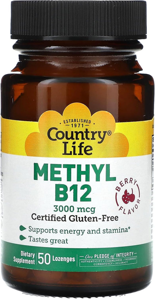 High Potency Berry Flavored B-12 Sublingual Lozenges - 50 Count by Country Life