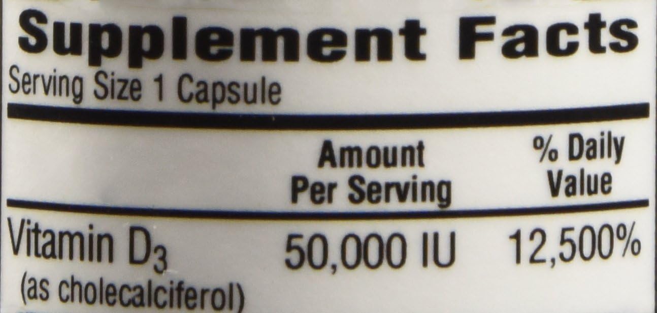 High-Potency Bio-Tech Pharmacal D3-50 (50,000 IU) Vitamin D3 Capsules - 100 Count (FFP)