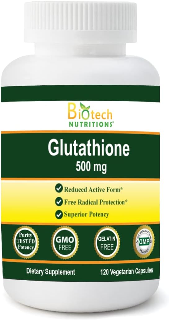 High Potency Biotech Nutritions Glutathione Supplement - 500mg, 120 Capsules