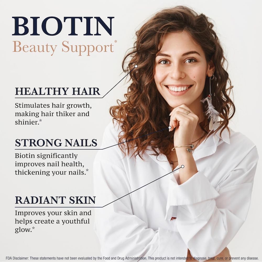 High Potency Biotin 10,000 MCG for Healthy Hair, Skin & Nails - Non-GMO, Gluten Free - 360 Vegetarian Tablets by Puregen Labs