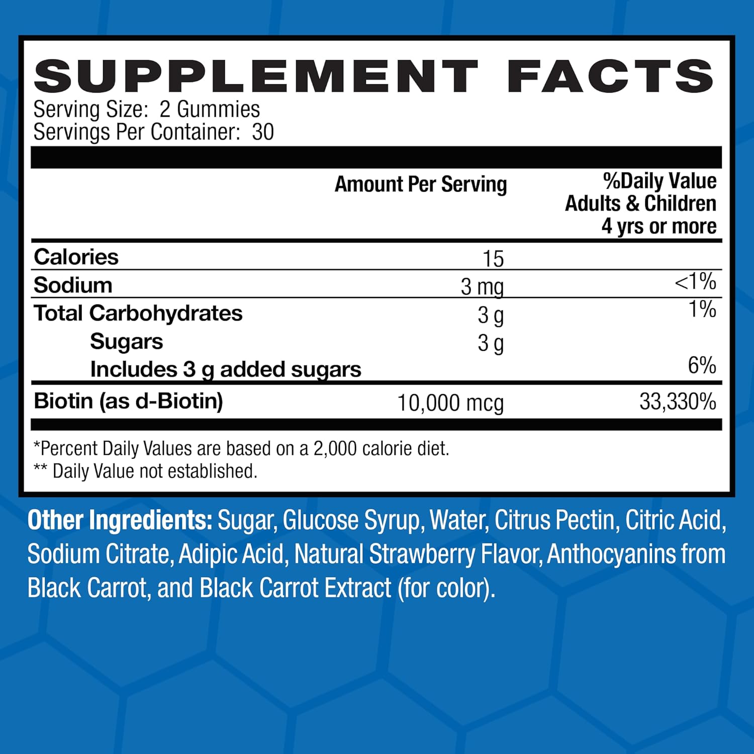 High Potency Biotin Gummies 10000mcg for Hair Skin Nails | Vegan Kosher Halal | Strawberry Flavor | 60 Gummies