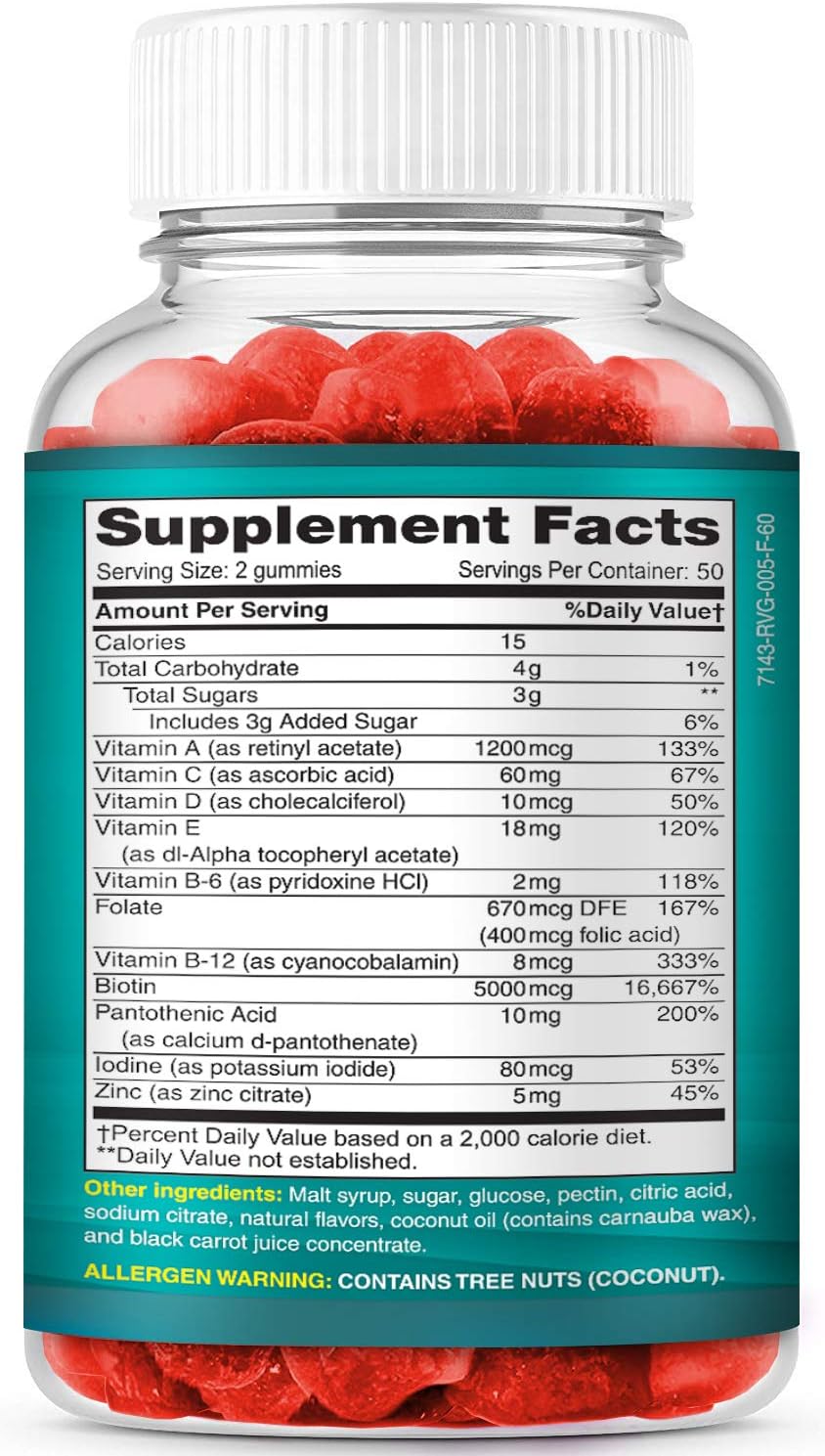 High Potency Biotin Gummies for Hair, Skin, & Nails | Tasty Vitamins for Women, Men, & Kids | Gluten Free Hair Growth Supplement