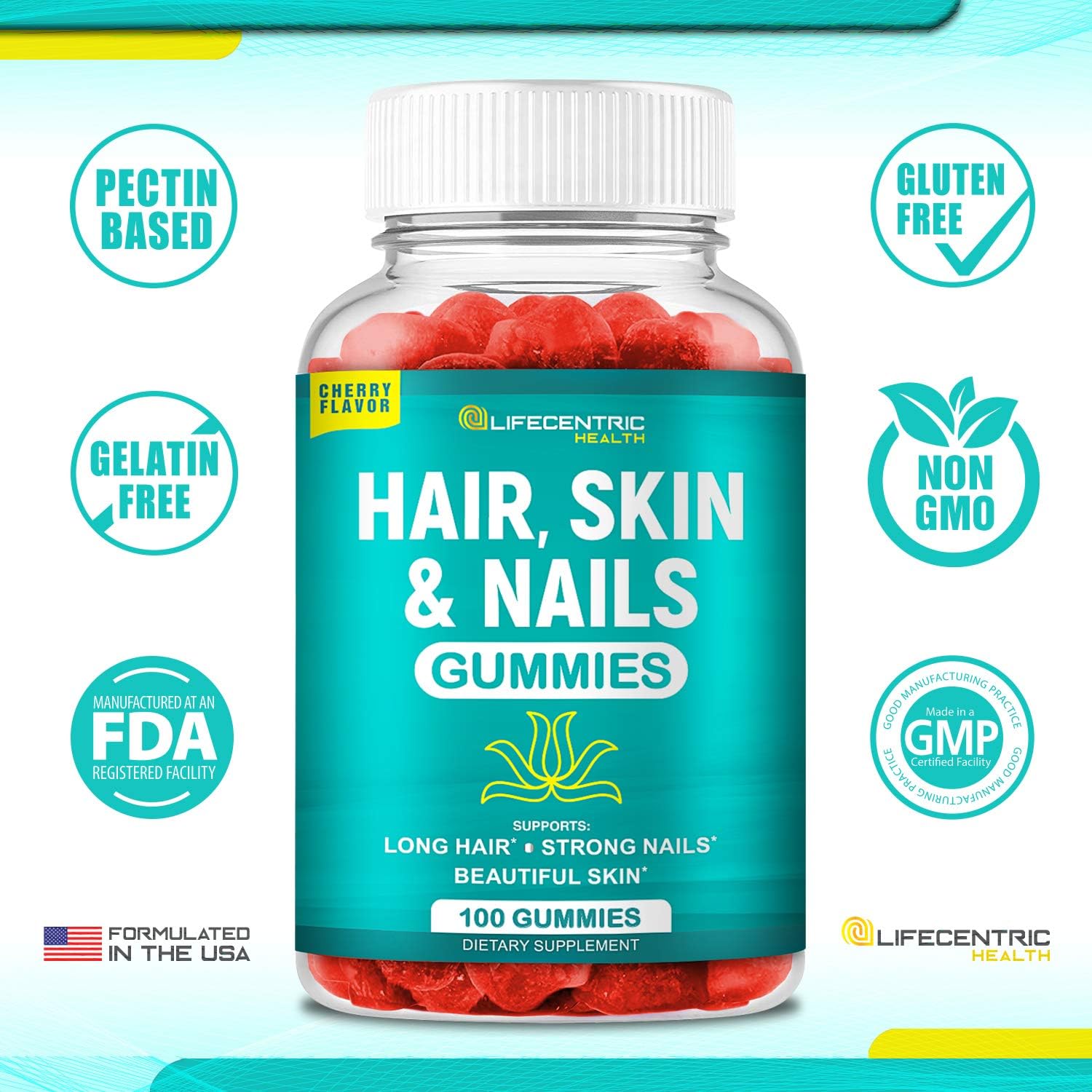 High Potency Biotin Gummies for Hair, Skin, & Nails | Tasty Vitamins for Women, Men, & Kids | Gluten Free Hair Growth Supplement