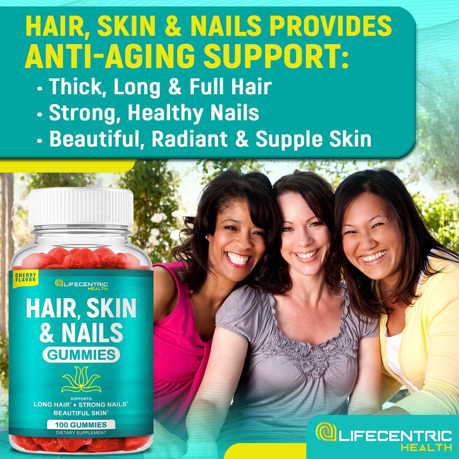 High Potency Biotin Gummies for Hair, Skin, & Nails | Tasty Vitamins for Women, Men, & Kids | Gluten Free Hair Growth Supplement