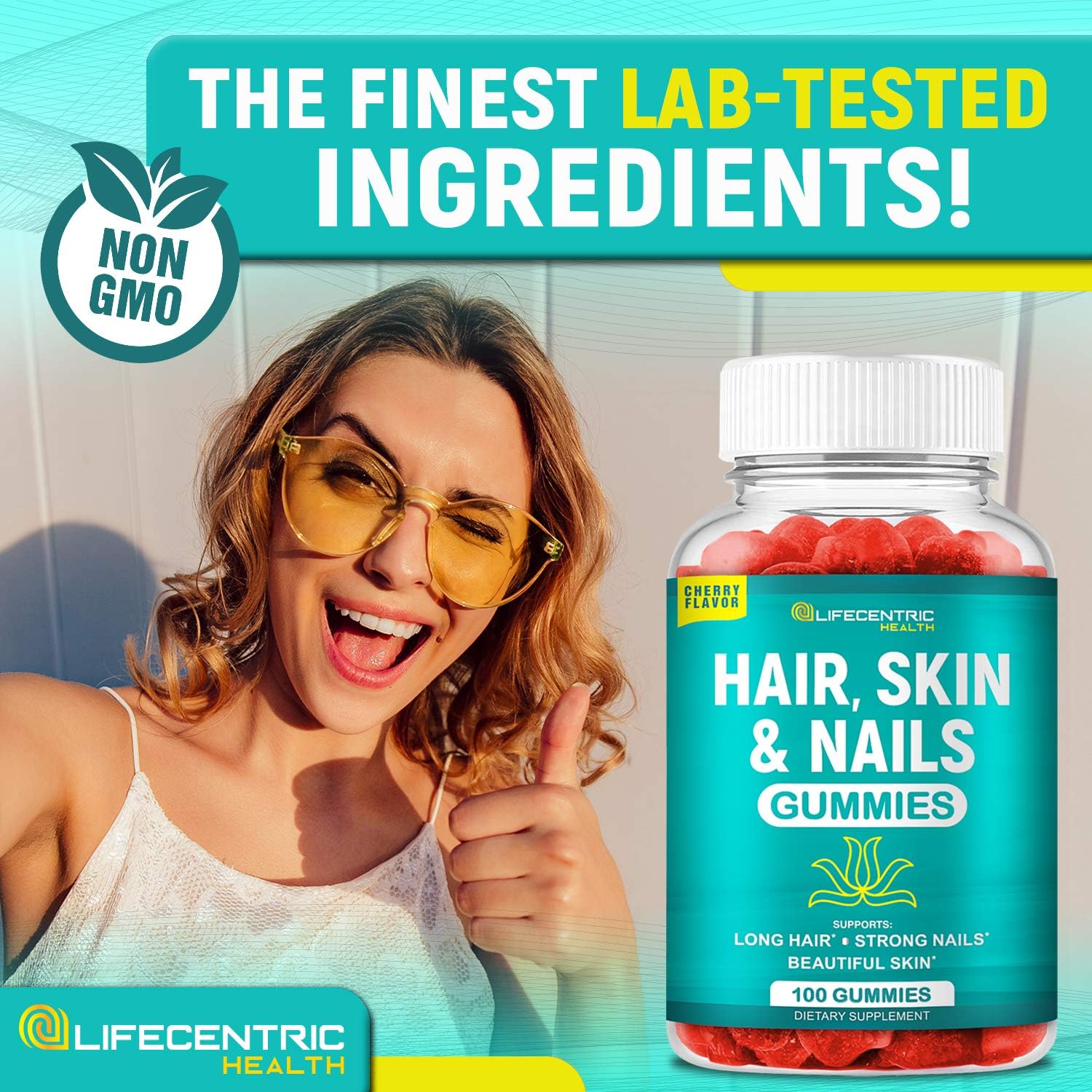 High Potency Biotin Gummies for Hair, Skin, & Nails | Tasty Vitamins for Women, Men, & Kids | Gluten Free Hair Growth Supplement