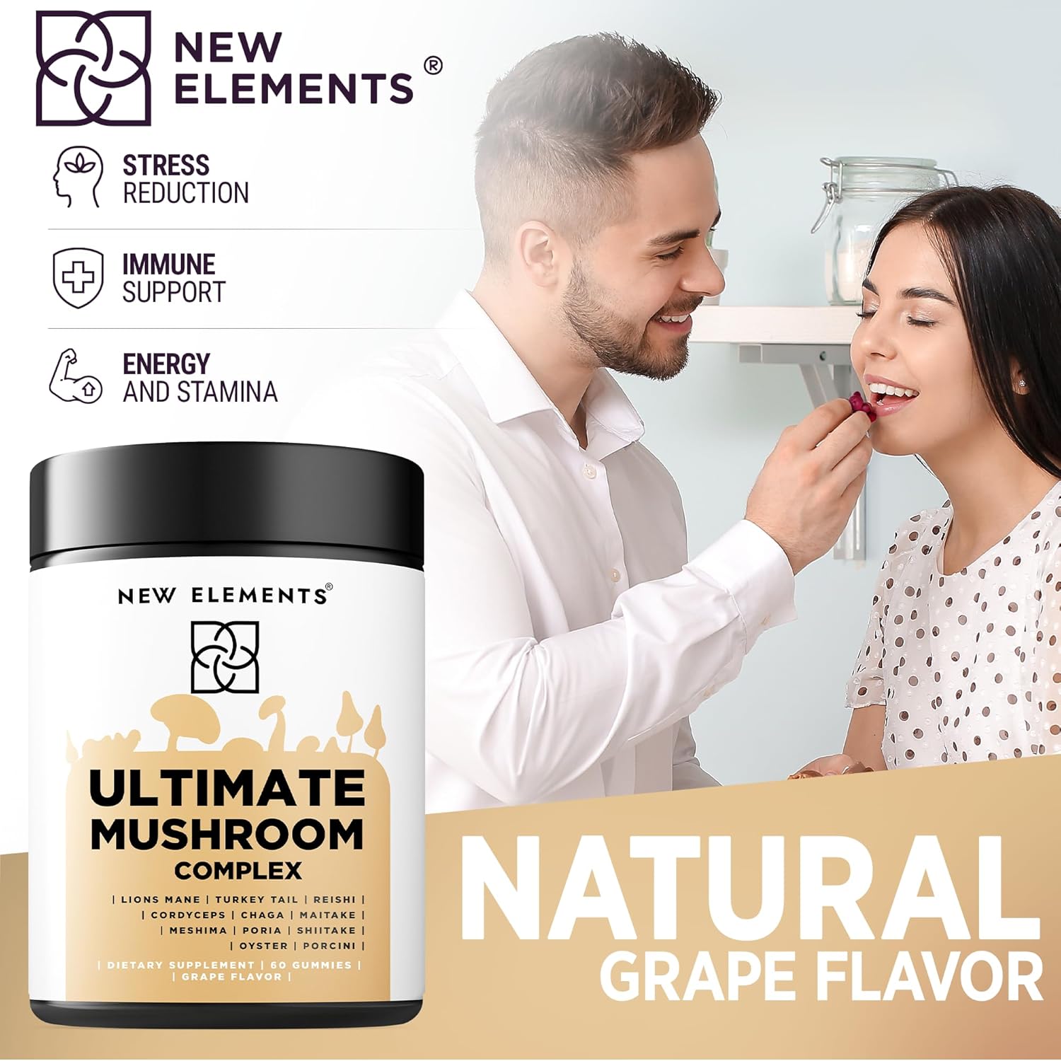 High Potency Biotin Gummies with Collagen and Mushroom Supplements for Hair, Skin, and Nails