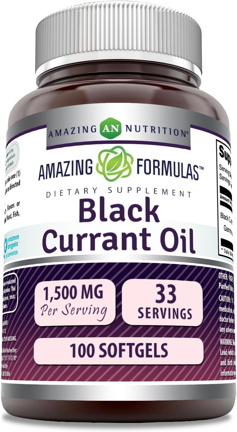 High Potency Black Currant Softgels with GLA - 1500mg, 100 Count - Non-GMO & Gluten Free