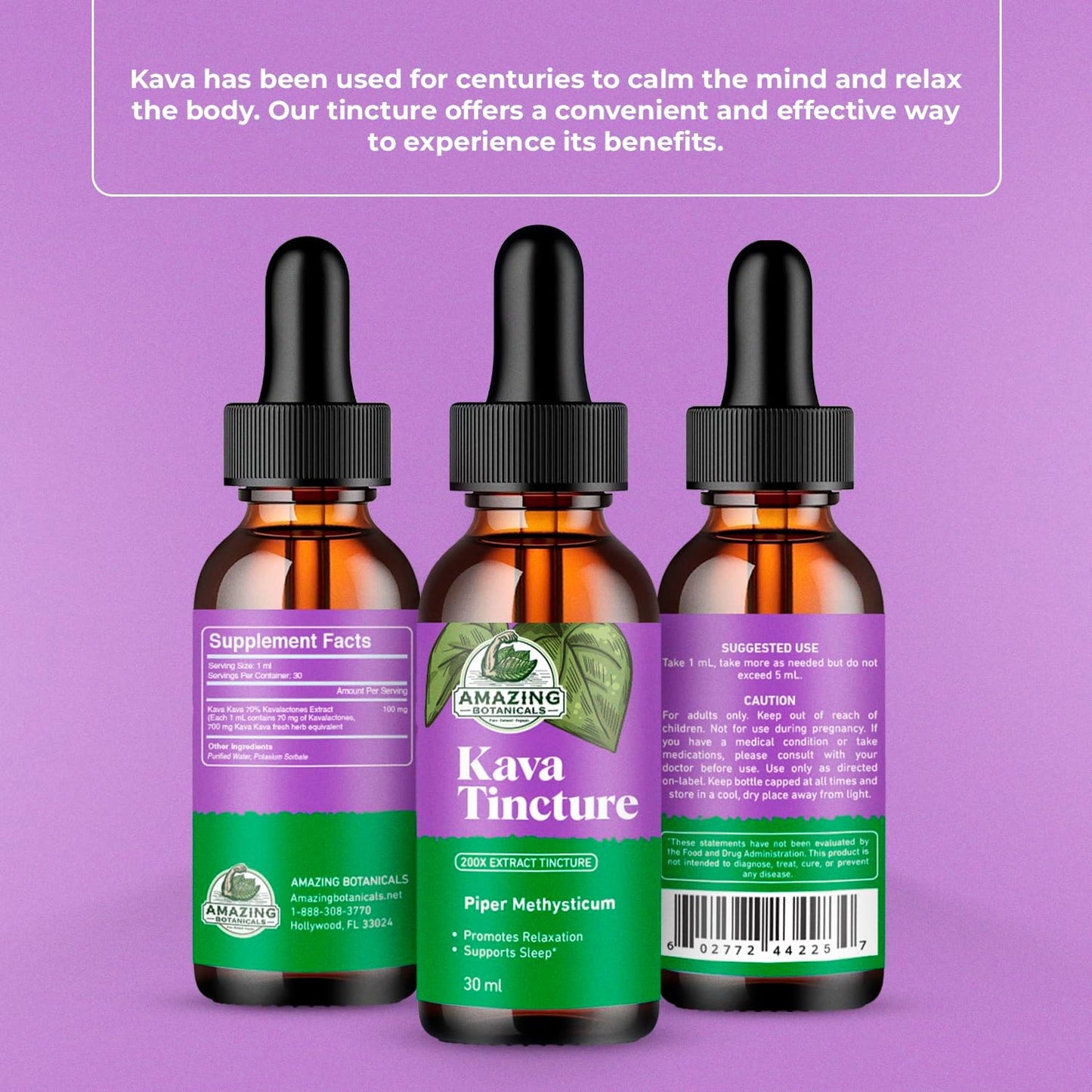 High-Potency Botanicals Kava Kava Tincture - Natural Calm & Relaxation Supplement - 70% Kavalactones Extract - 30,000 mg - 1 FL oz/30ml